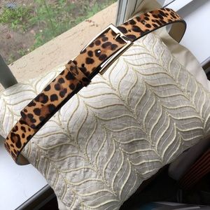 Express Leopard Print Calf Hair Leather Belt